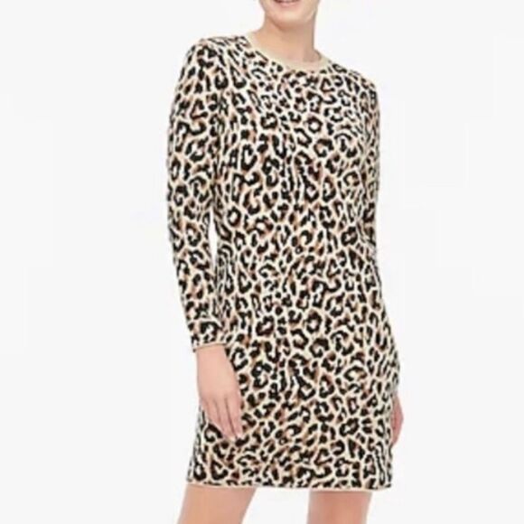 J. Crew Leopard Print Sweater Dress - Picture 1 of 13